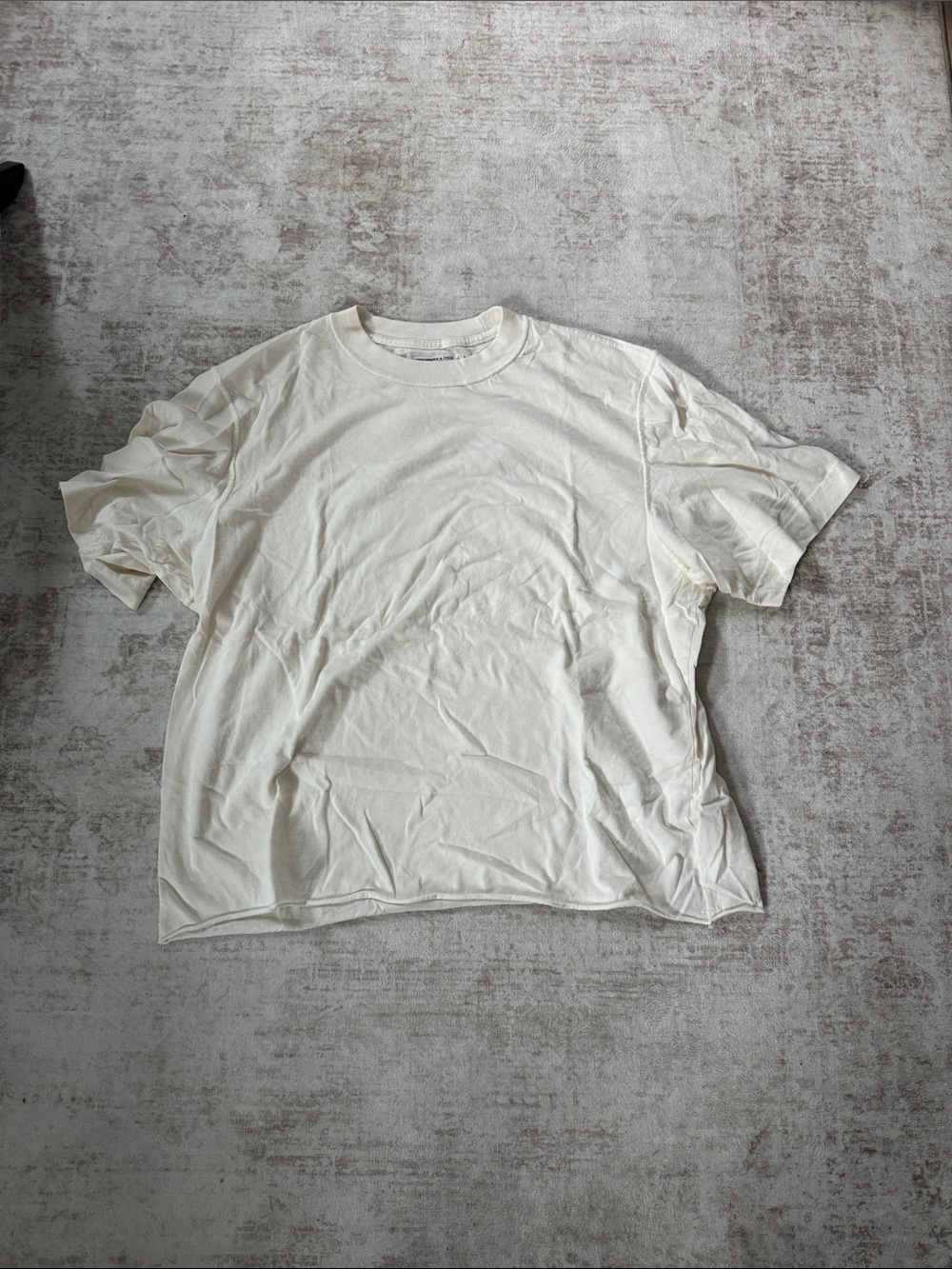 Abercrombie & Fitch Men's Crew Neck T-Shirt in Cream